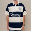 Gro Grocery Emblem Embroidery Logo Stripe Polo Shirt