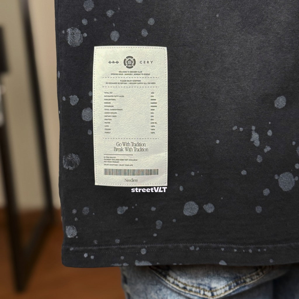 Gro Grocery x Needless Painted Washed Logo Black Tee Original