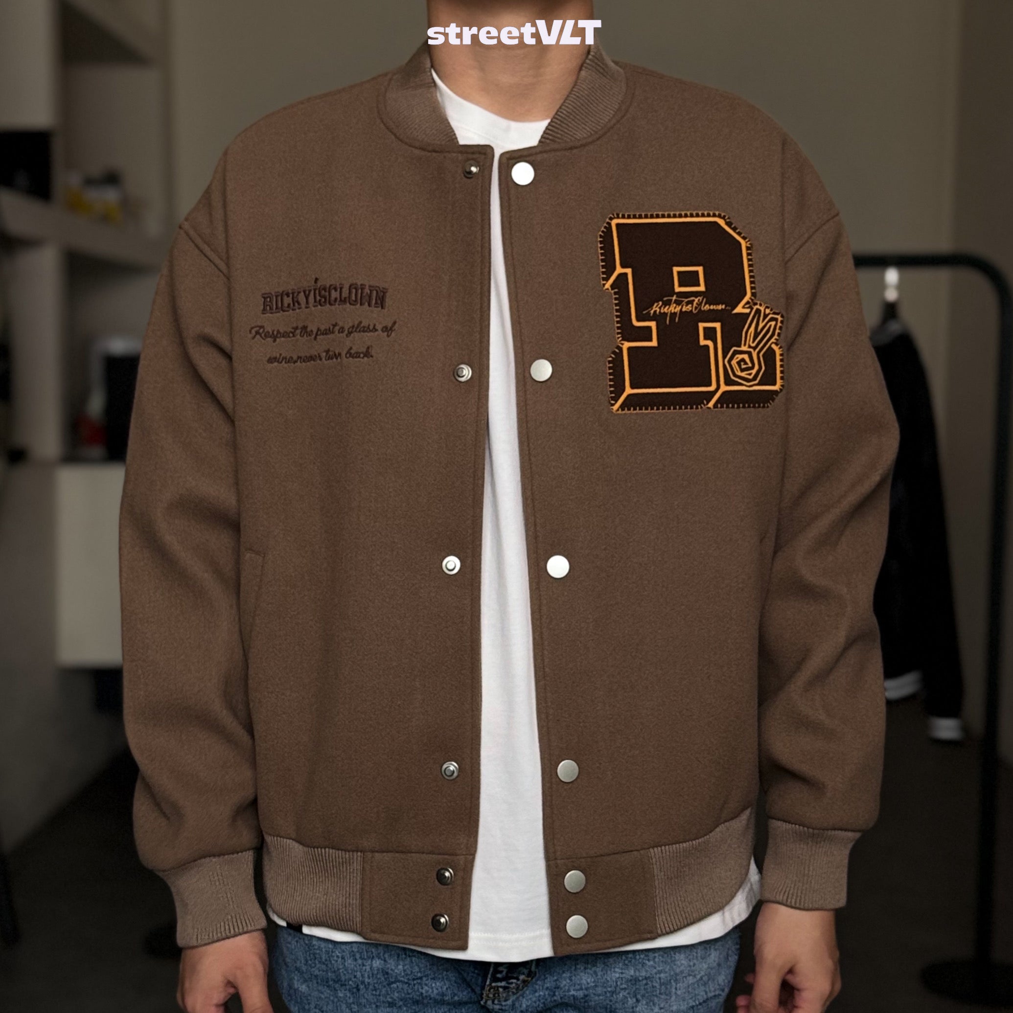 Ricky is Clown Swirl Bunny Wool Varsity Jacket
