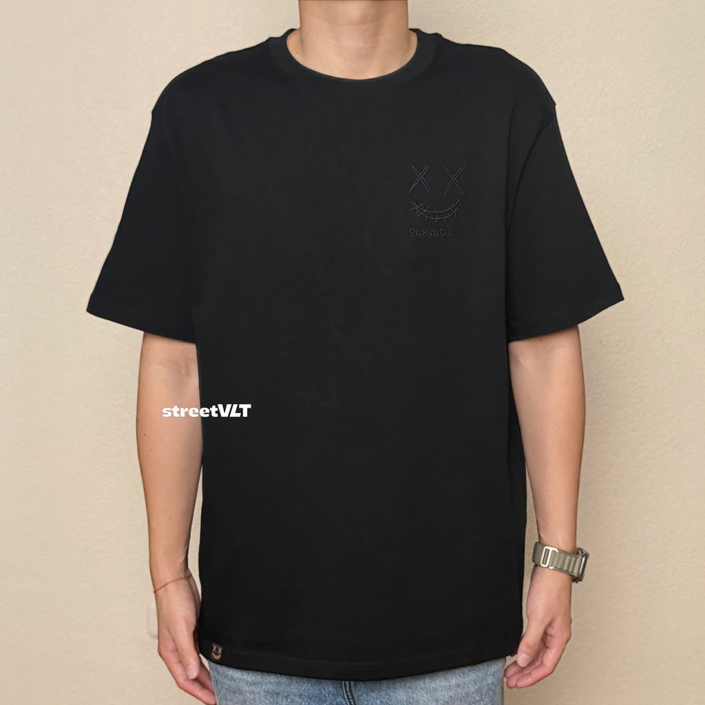 RIC Ricky is Clown Black Mamba Diablo Snakeskin Embroidery Black Tee
