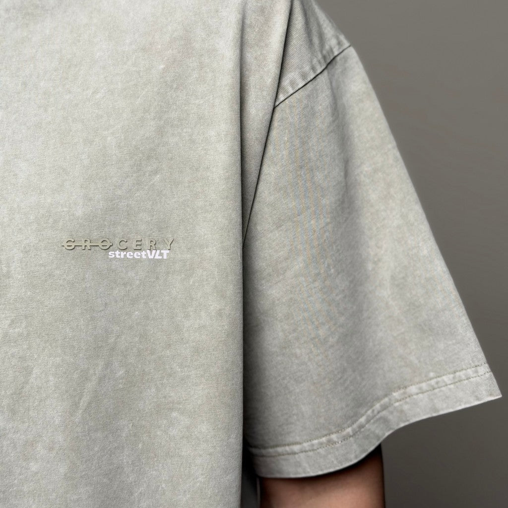 Gro Grocery Basic Washed Boxy Grey Olive Tee