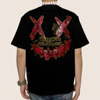 Ricky is Clown Red and Gold Horse Patchwork Tee