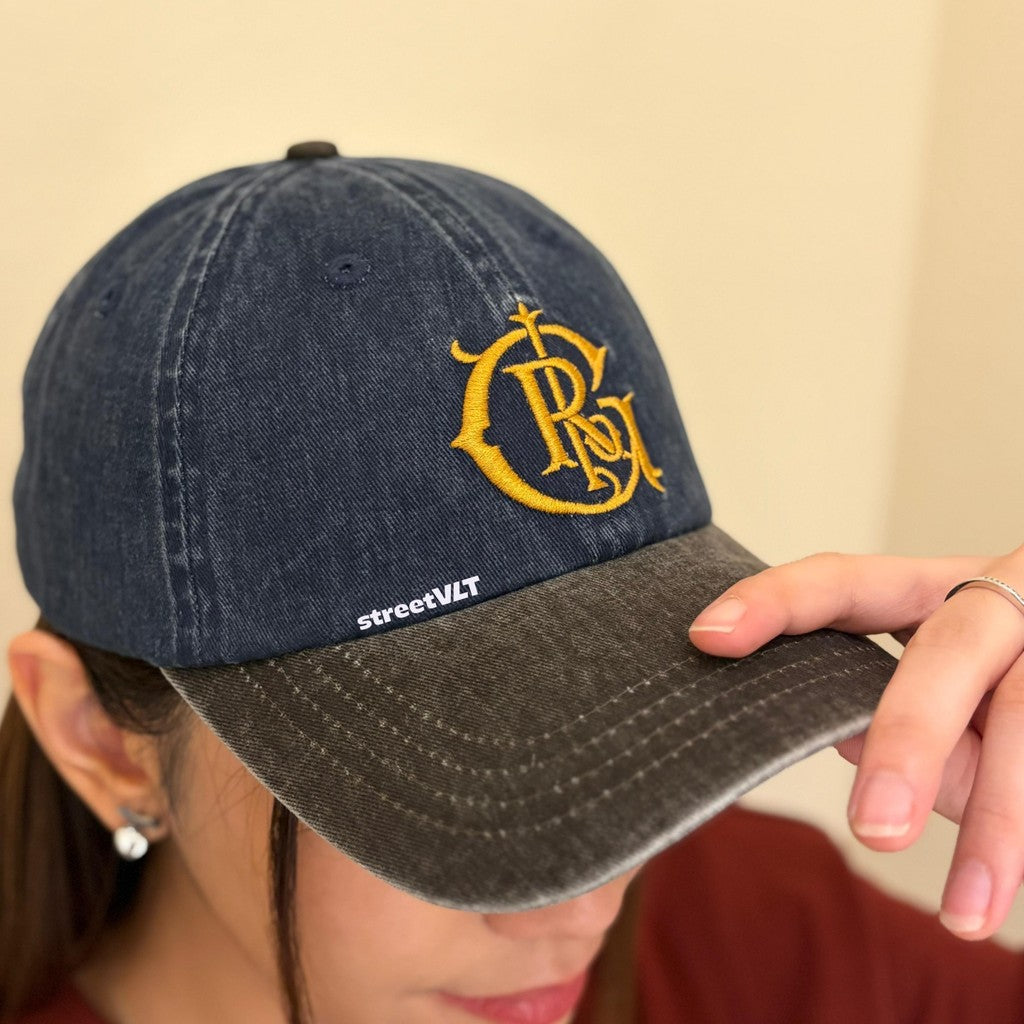 Gro Grocery Washed Two Tone College Logo Emberoidery Cap