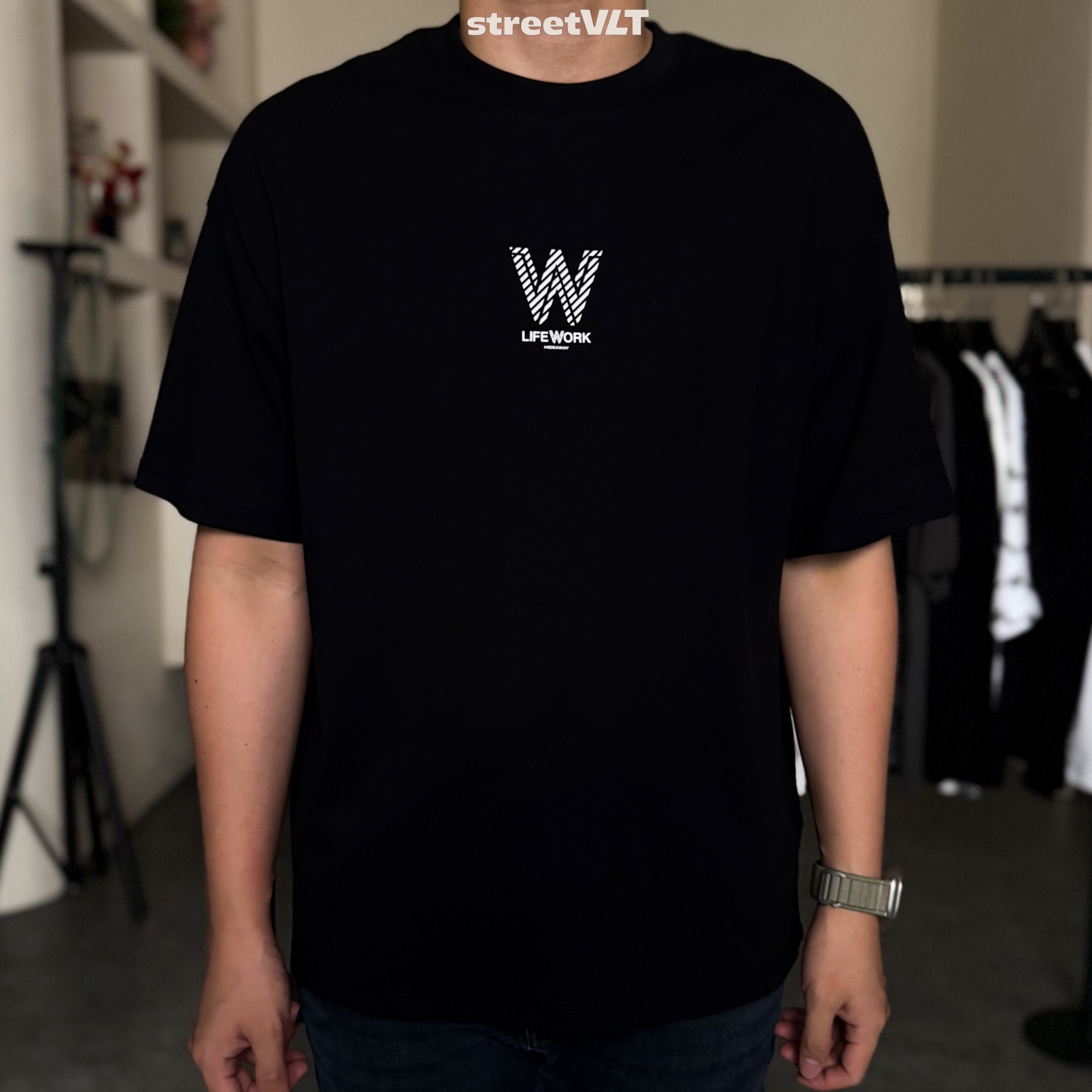 Life Work Korea W Stripe Logo Tee
