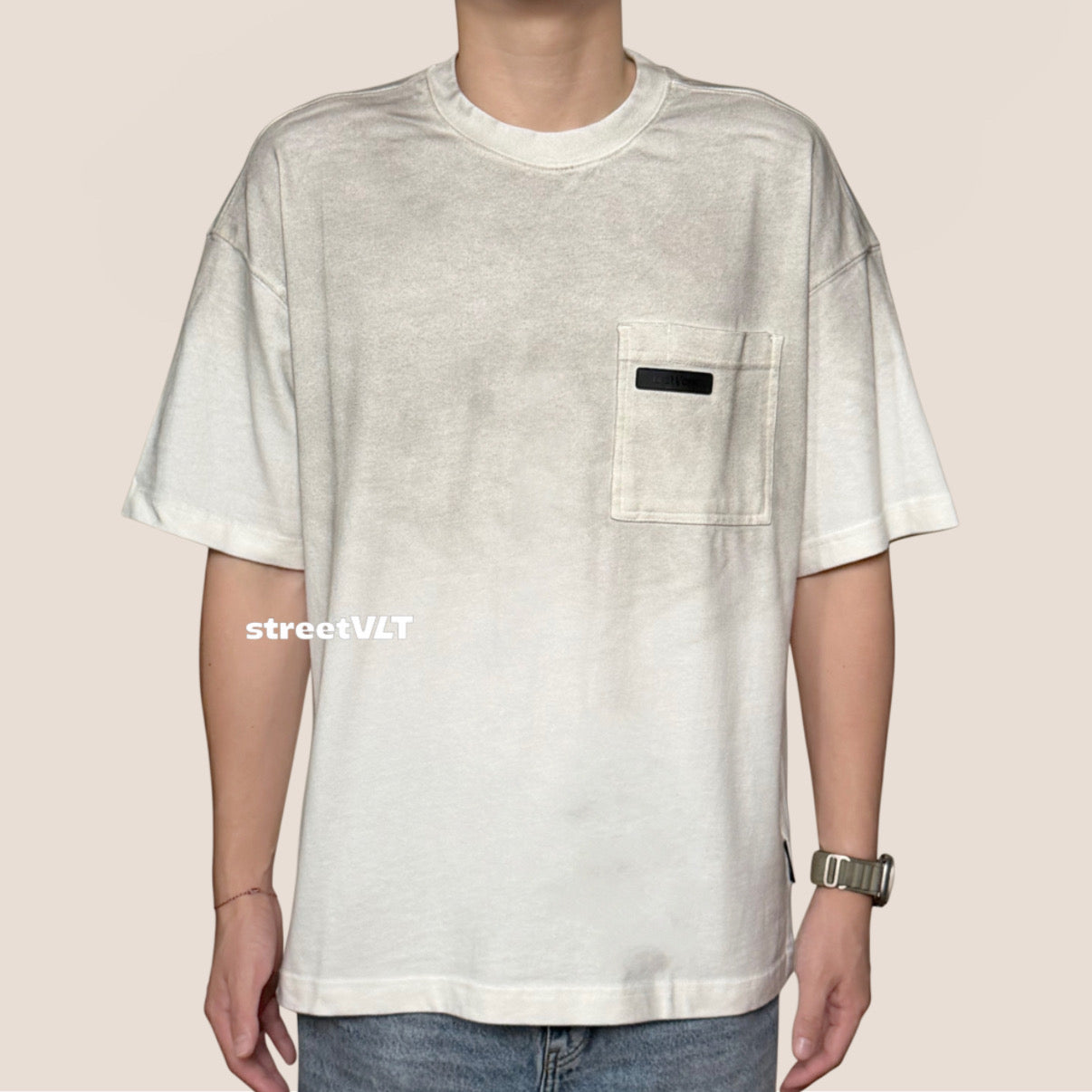 Life Work Korea Vintage Spray Pocket White Tee