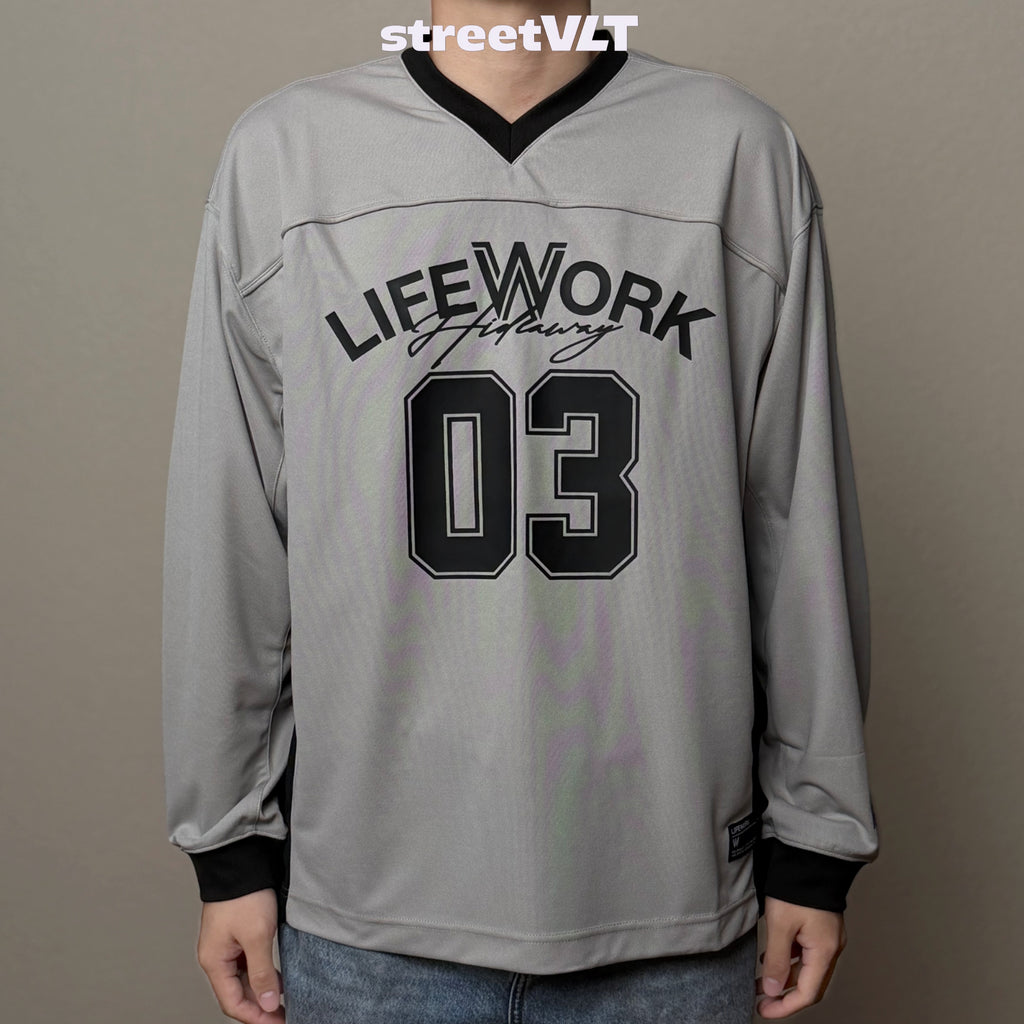 Life Work Korea Mesh block V-neck Jersey Tee