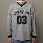 Life Work Korea Mesh block V-neck Jersey Tee