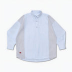 Gro Grocery x Needless Chinese Button Stripe Blue & Grey Shirt