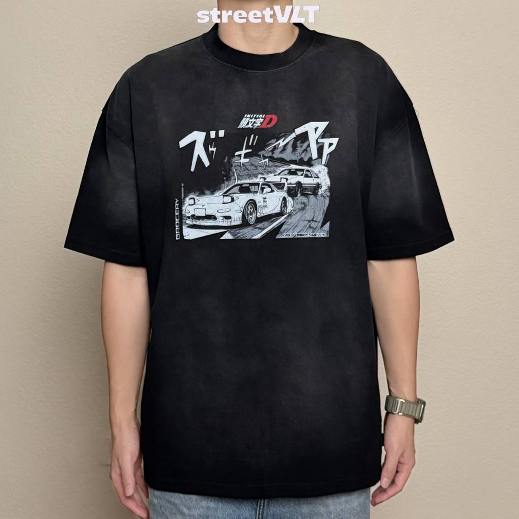 Gro Grocery Tarmac Initial D 86 vs FD Washed Graphic Tee