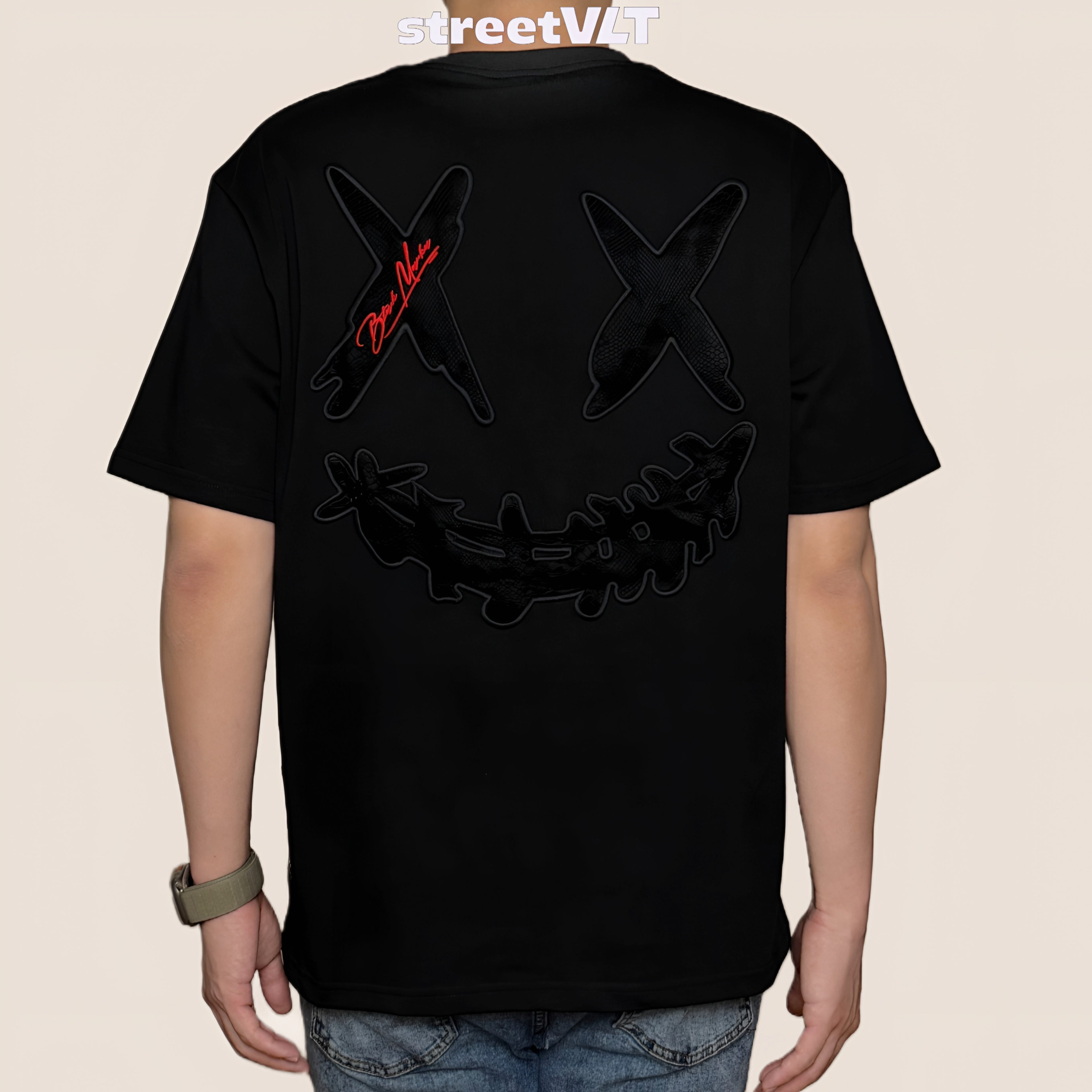 Ricky is Clown Black Mamba Diablo Snakeskin Embroidery Black Tee
