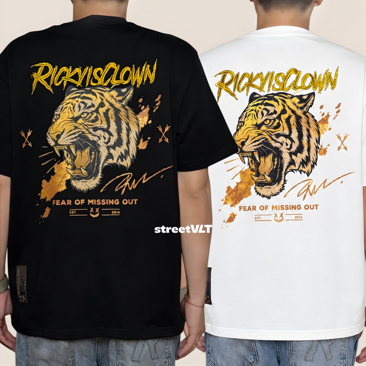 RIC Ricky is Clown Golden Tiger Roar Embroidered Tee