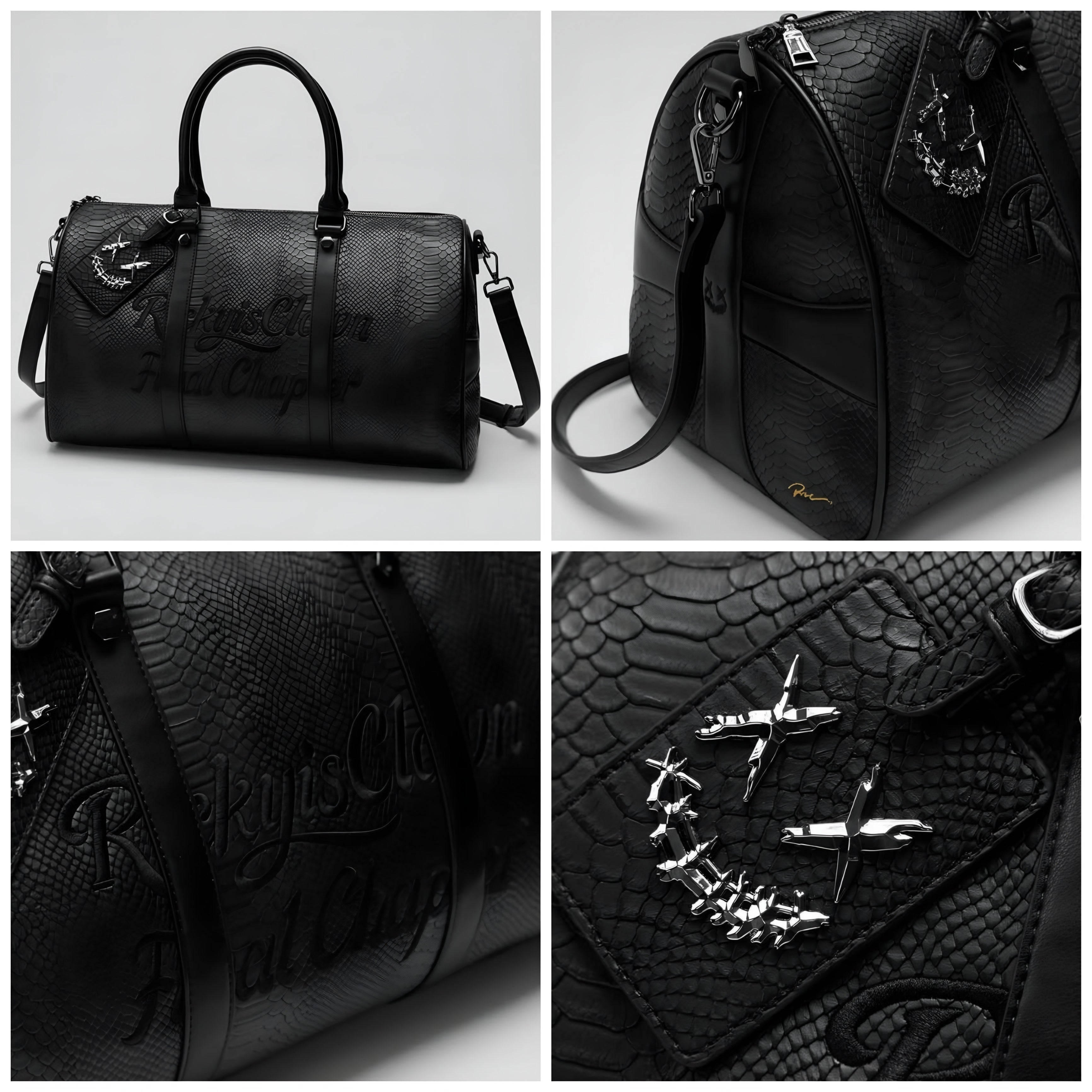 RIC Ricky is Clown Snake Leather Mamba Duffle Hand Bag