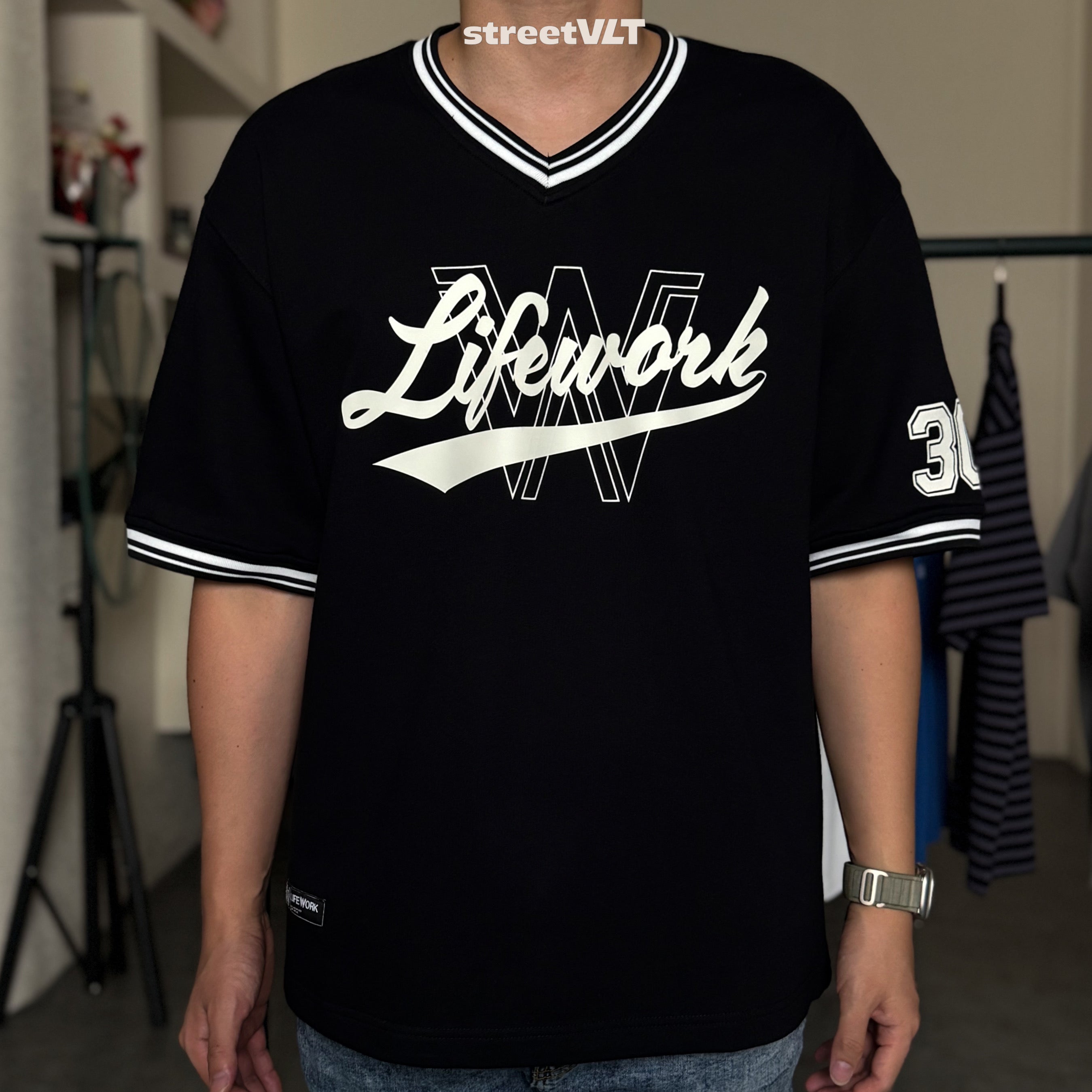 Life Work Korea Unit Numbering V-Neck Tee