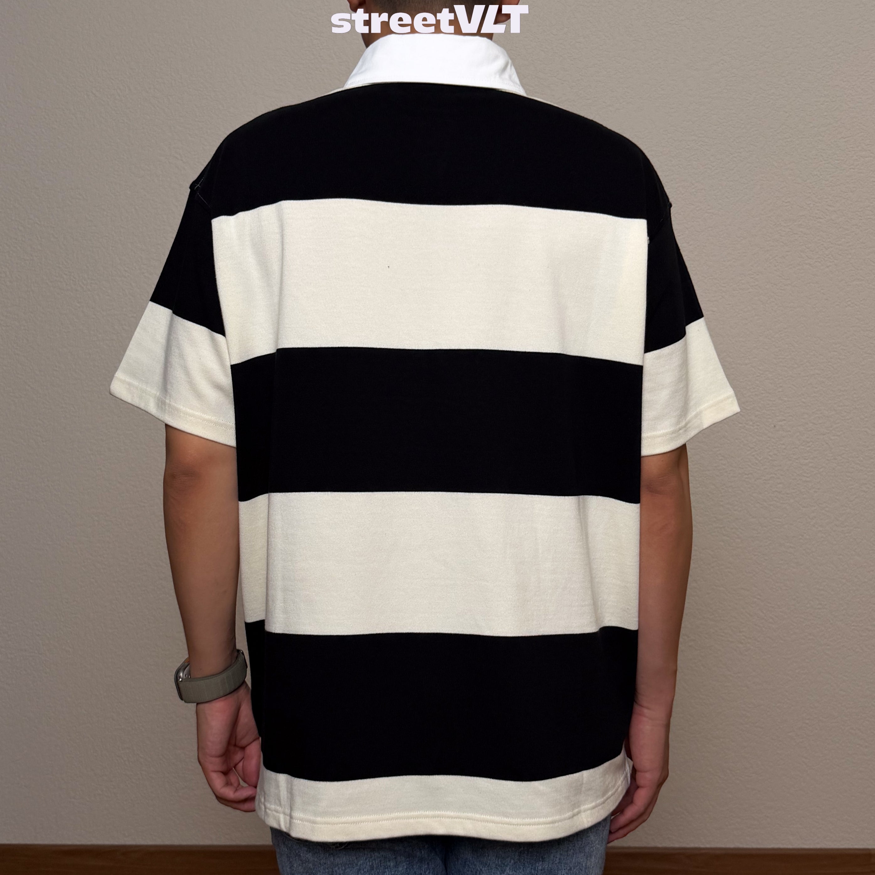 Gro Grocery Emblem Embroidery Logo Stripe Polo Shirt