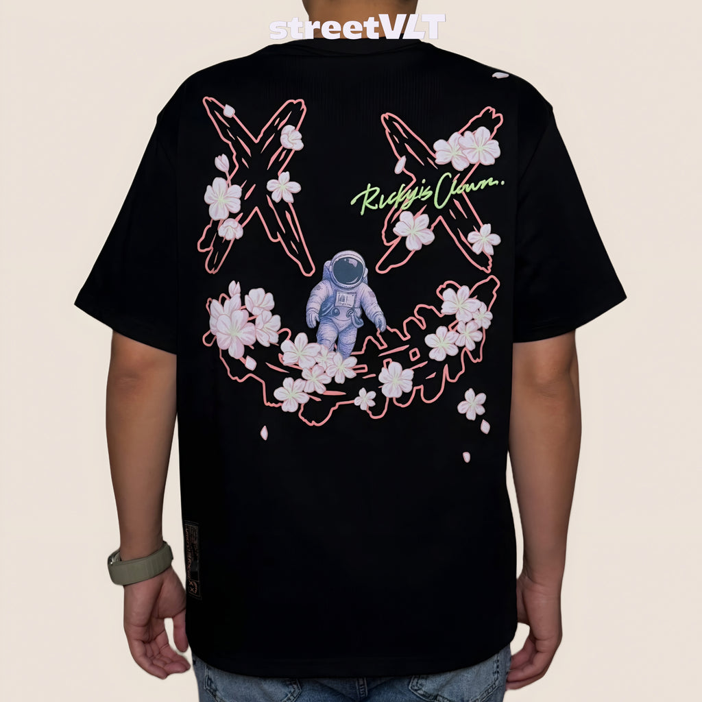 Ricky Is Clown Floral Shadows Weave Through Torn Smiley Tee