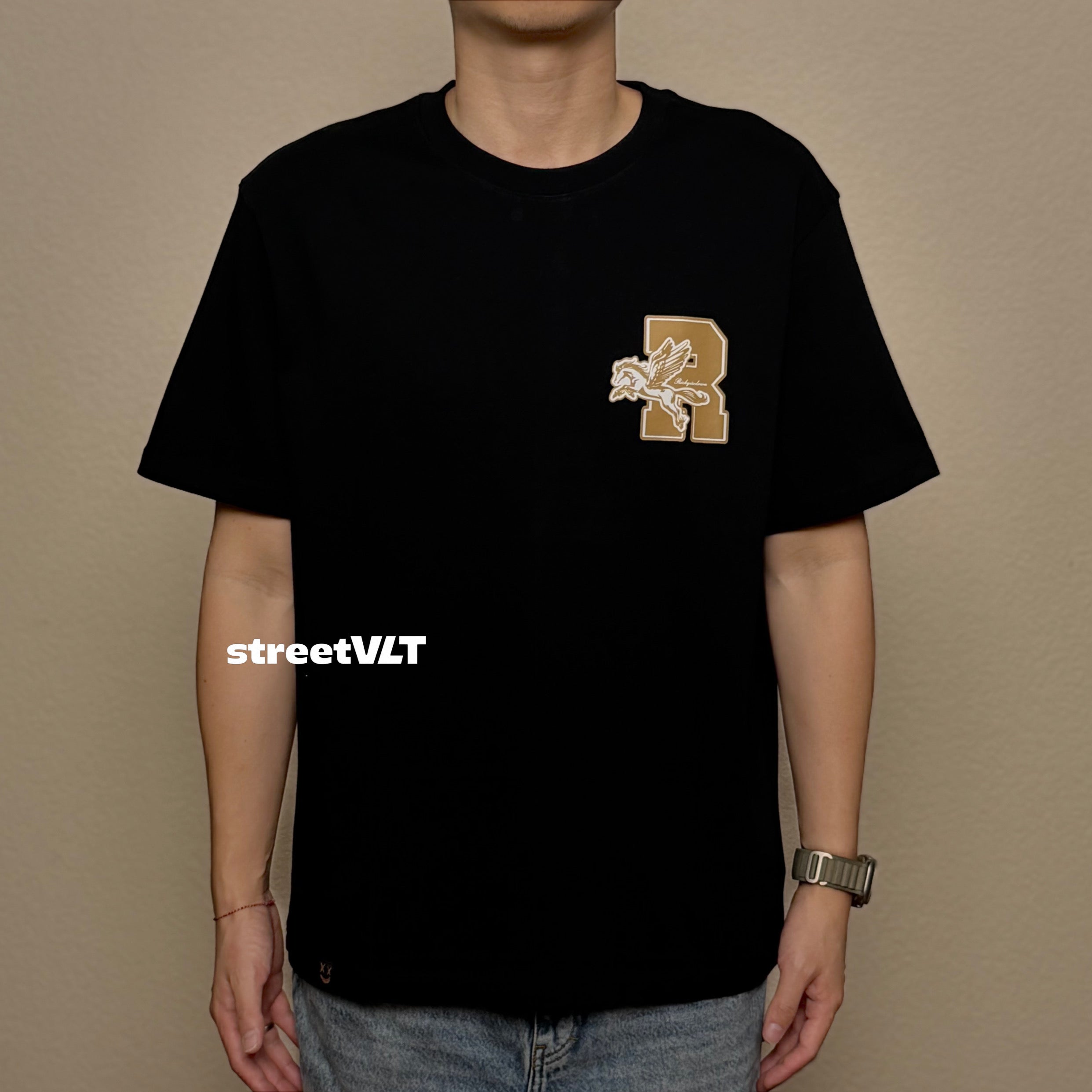 Ricky Is Clown Pegasus Gold Horse Black Tee