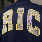 Ricky is Clown Suede Ethnic Patchwork Baseball Uniform Varsity Jacket