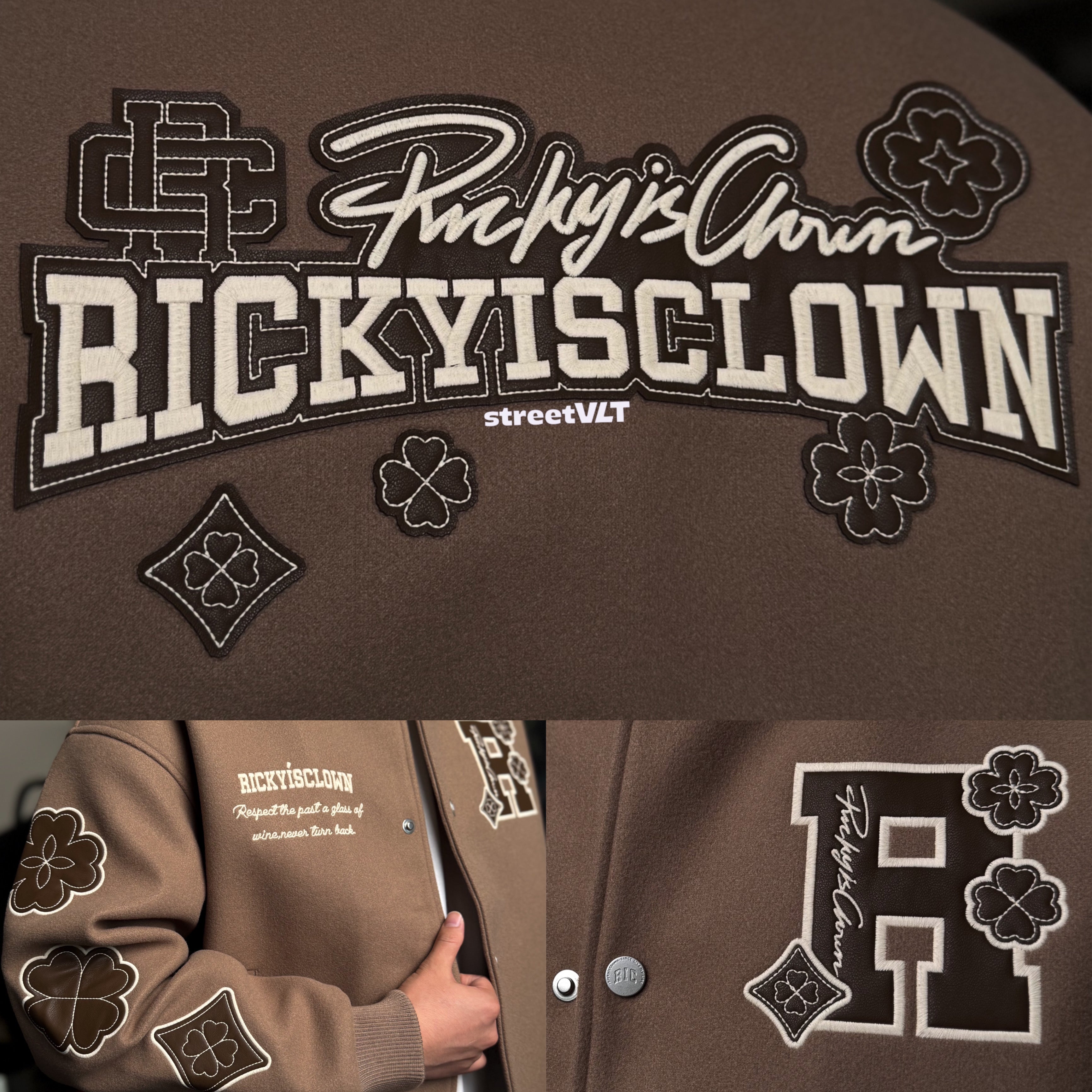 Ricky is Clown Leaf Clover Baseball Jacket