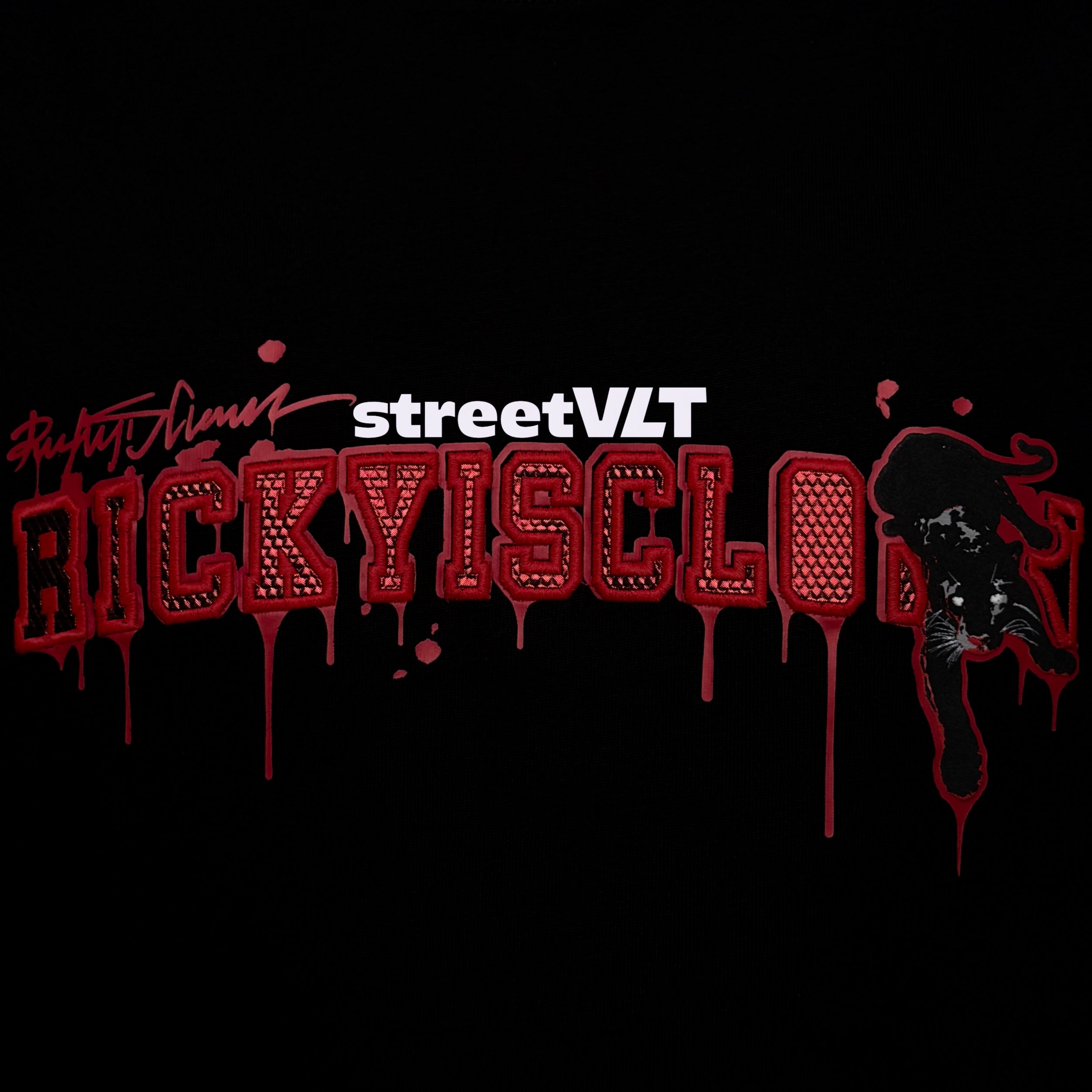 Ricky is Clown Bloody Black Panther Patch Embroidered Tee