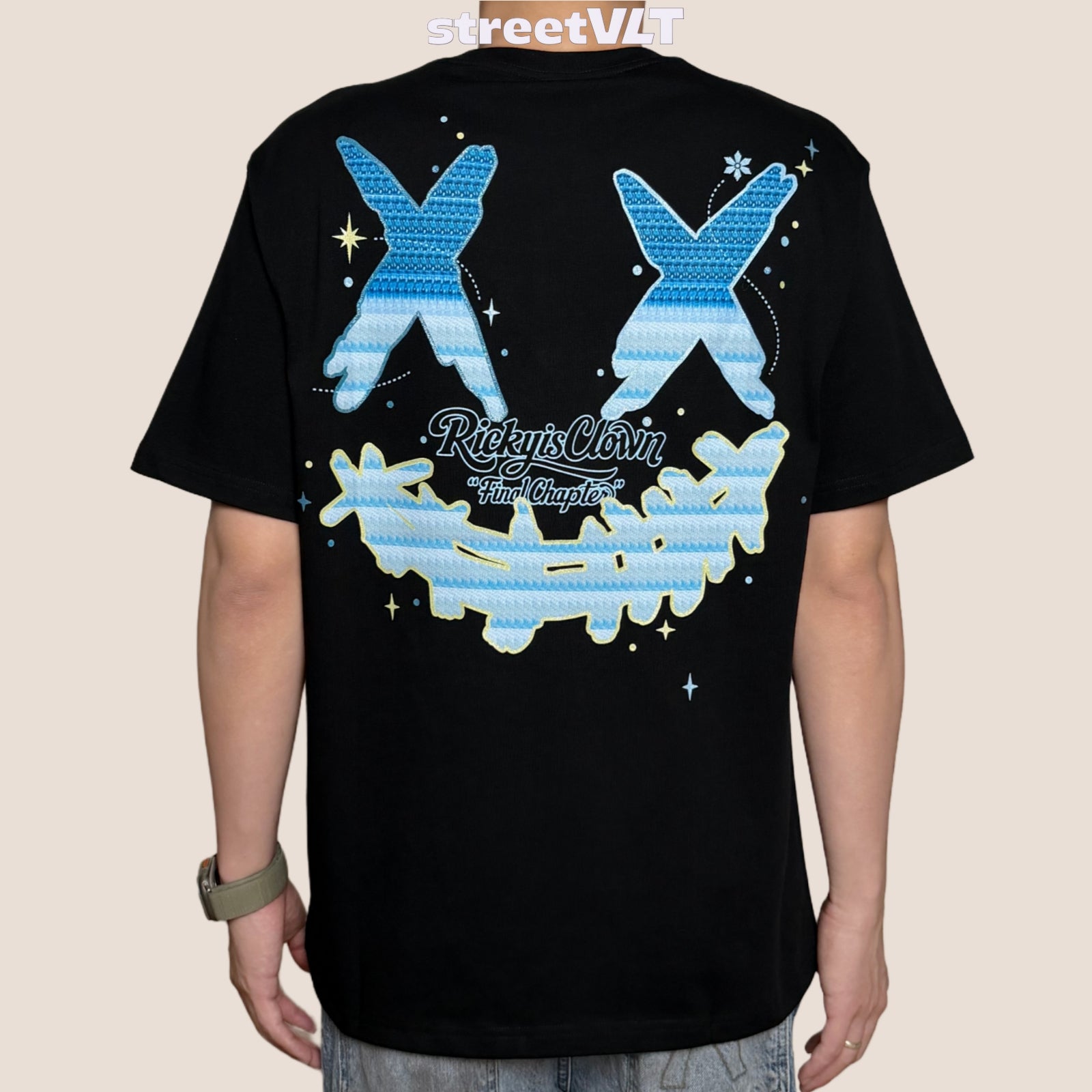 Ricky is Clown Blue Feather Floral Tear Tee