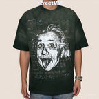 Gro Grocery Washed Einstein Graphic Faded Dark Green Tee