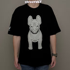 Life Work Korea Silket Big White Radog Black Tee