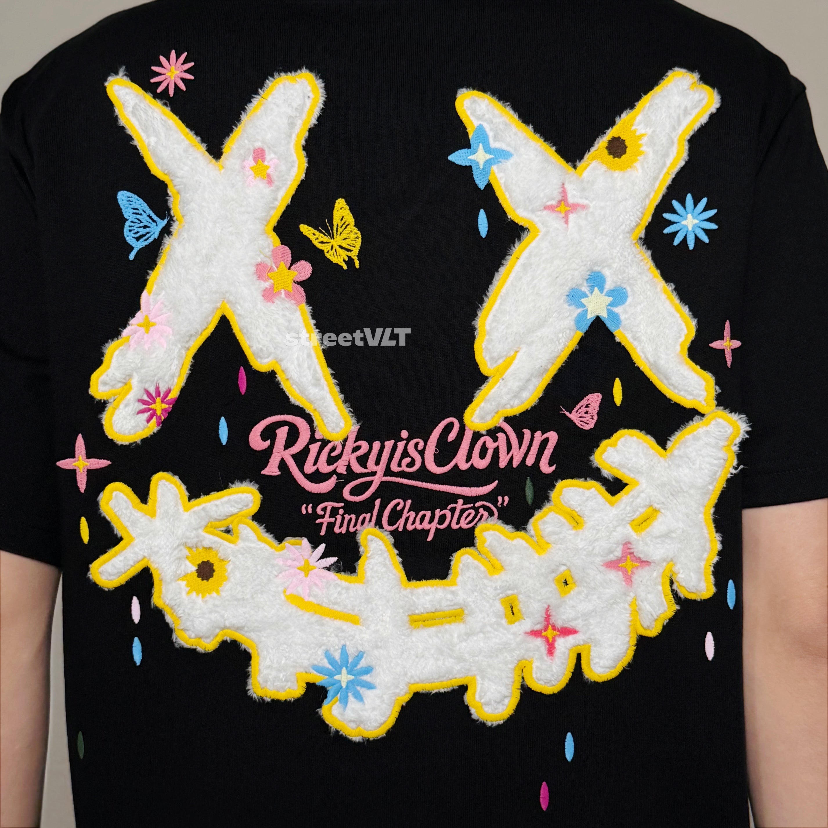 Ricky is Clown Flowers Falling in Rain Butterflies Tee