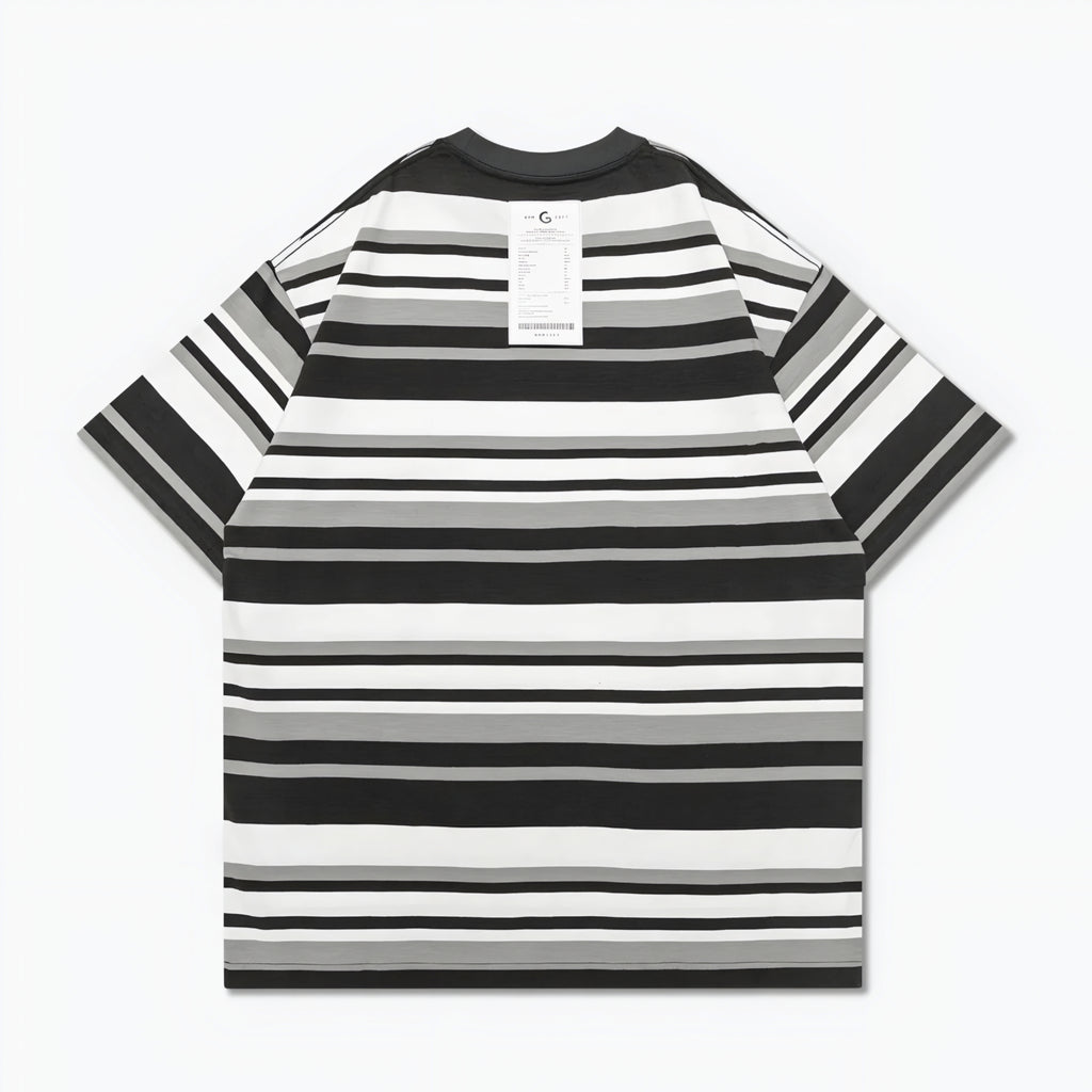 Gro Grocery 001 Invoice Stripe Multi Black Tee