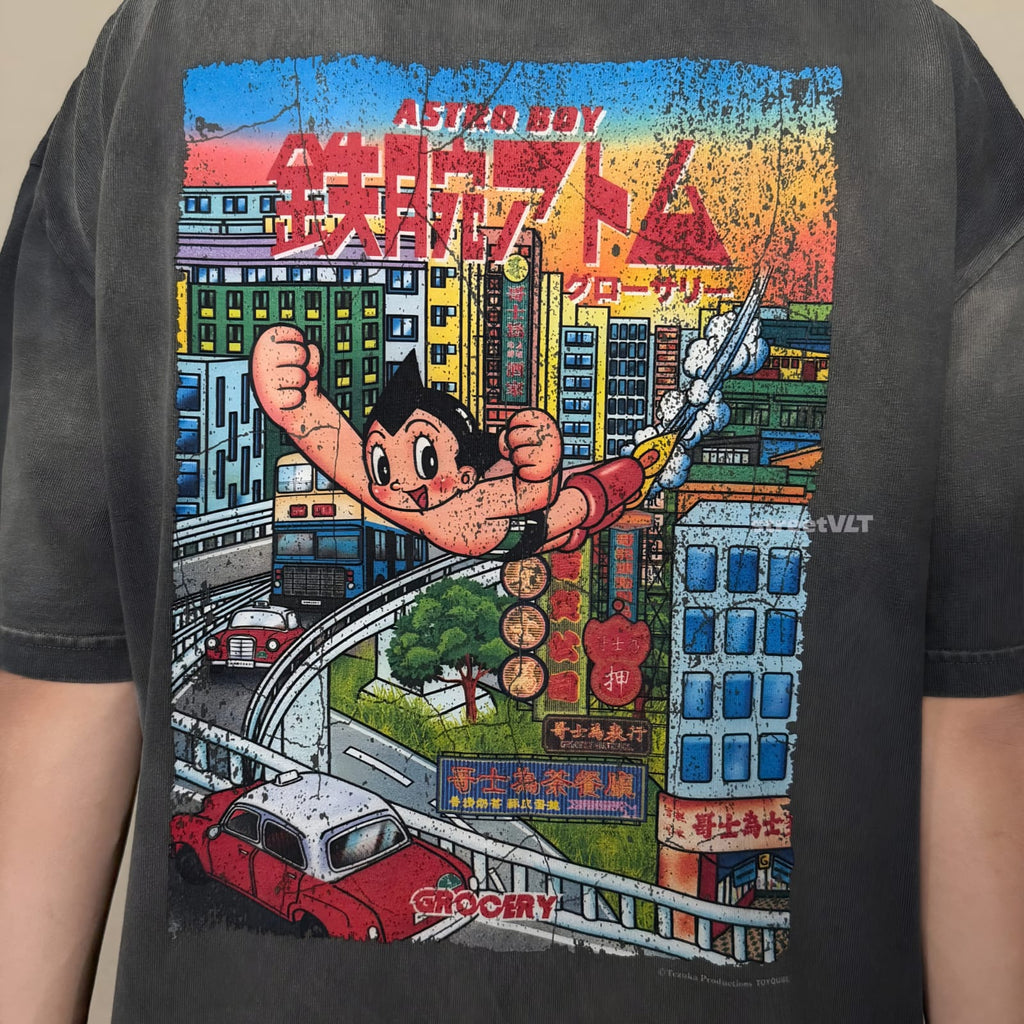 Gro Grocery X Toy Qube Astro Boy Hong Kong Poster Washed Tee