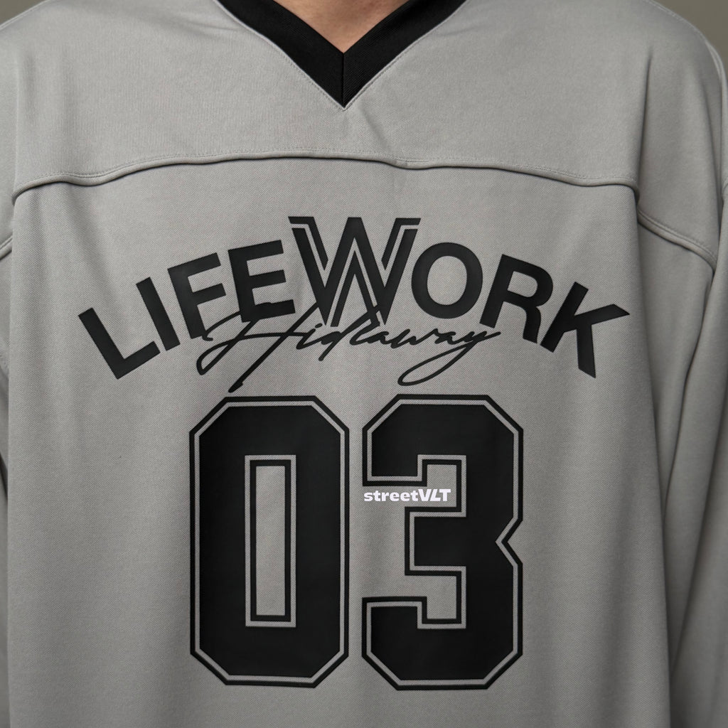 Life Work Korea Mesh block V-neck Jersey Tee
