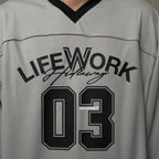 Life Work Korea Mesh block V-neck Jersey Tee