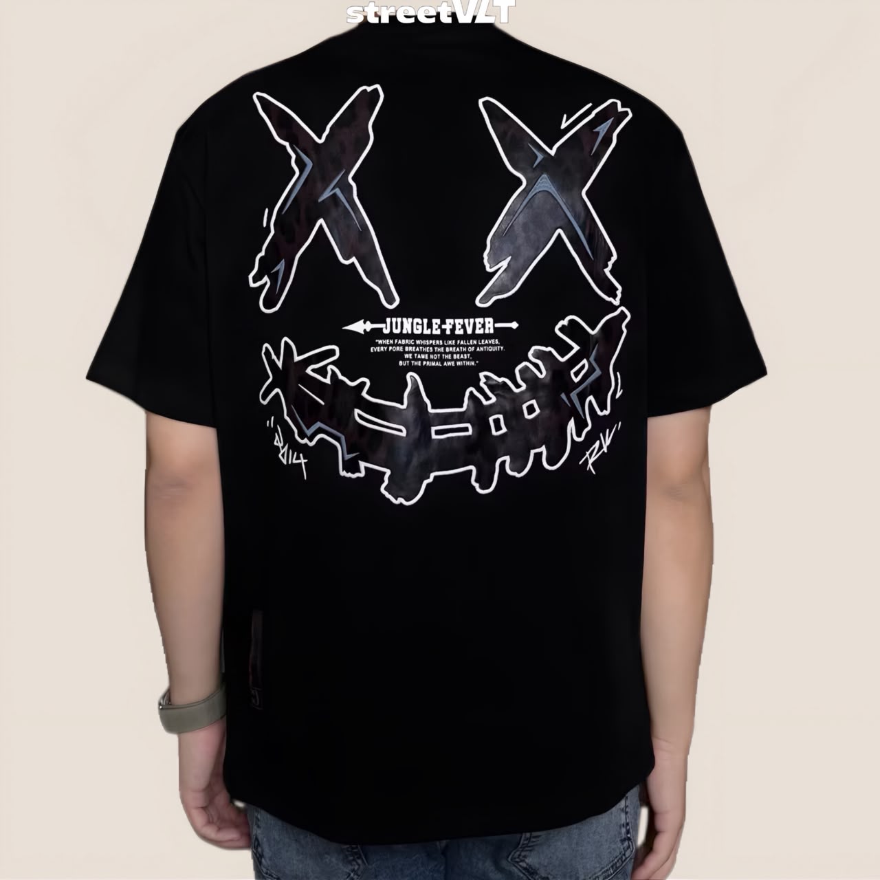 Ricky is Clown Shadow Claw Leopard Embroidered Leather Tee