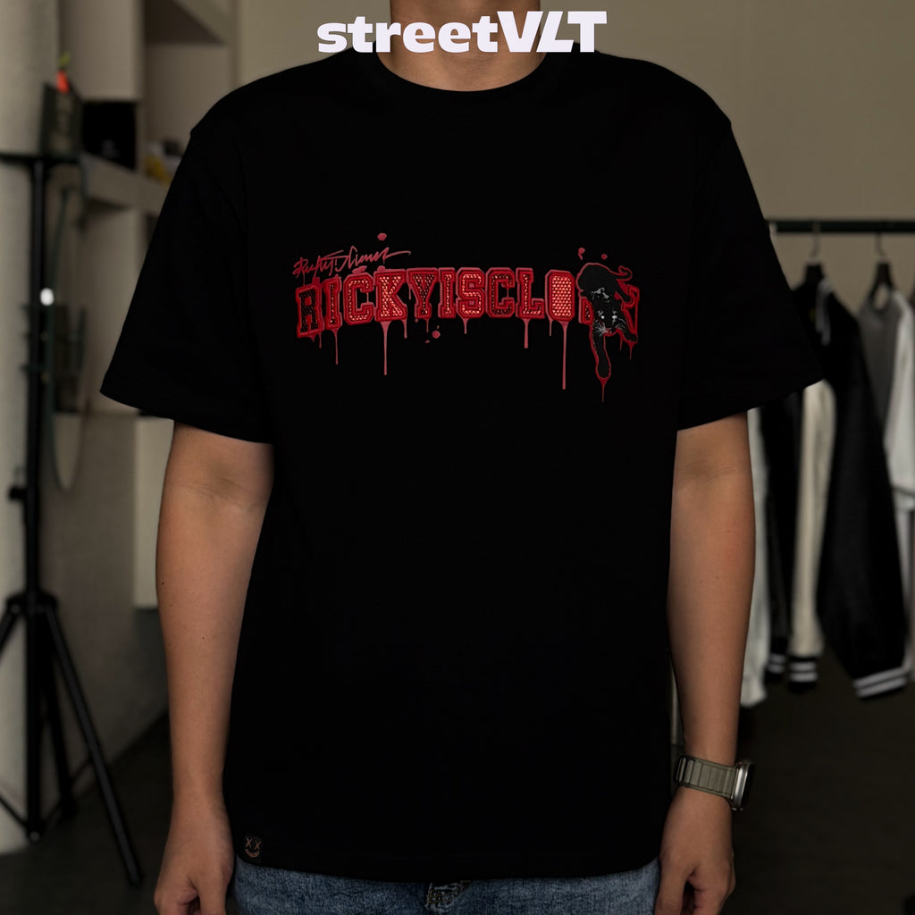 Ricky is Clown Bloody Black Panther Patch Embroidered Tee
