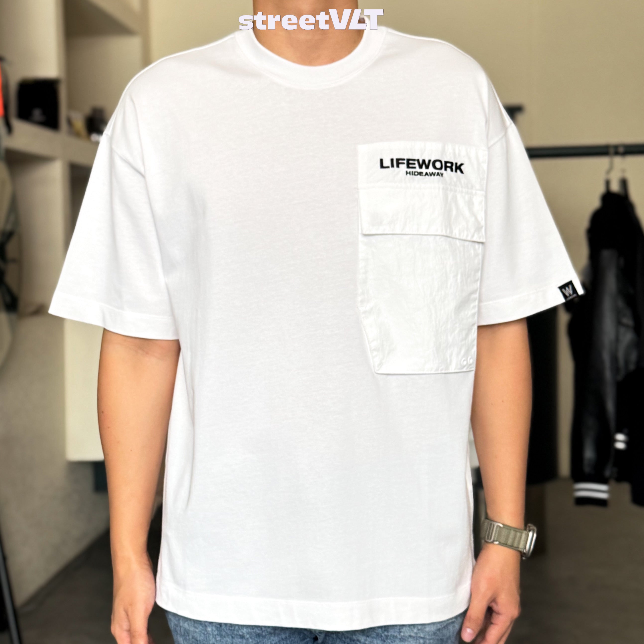 Life Work Korea Woven Pocket Embroidered Tee