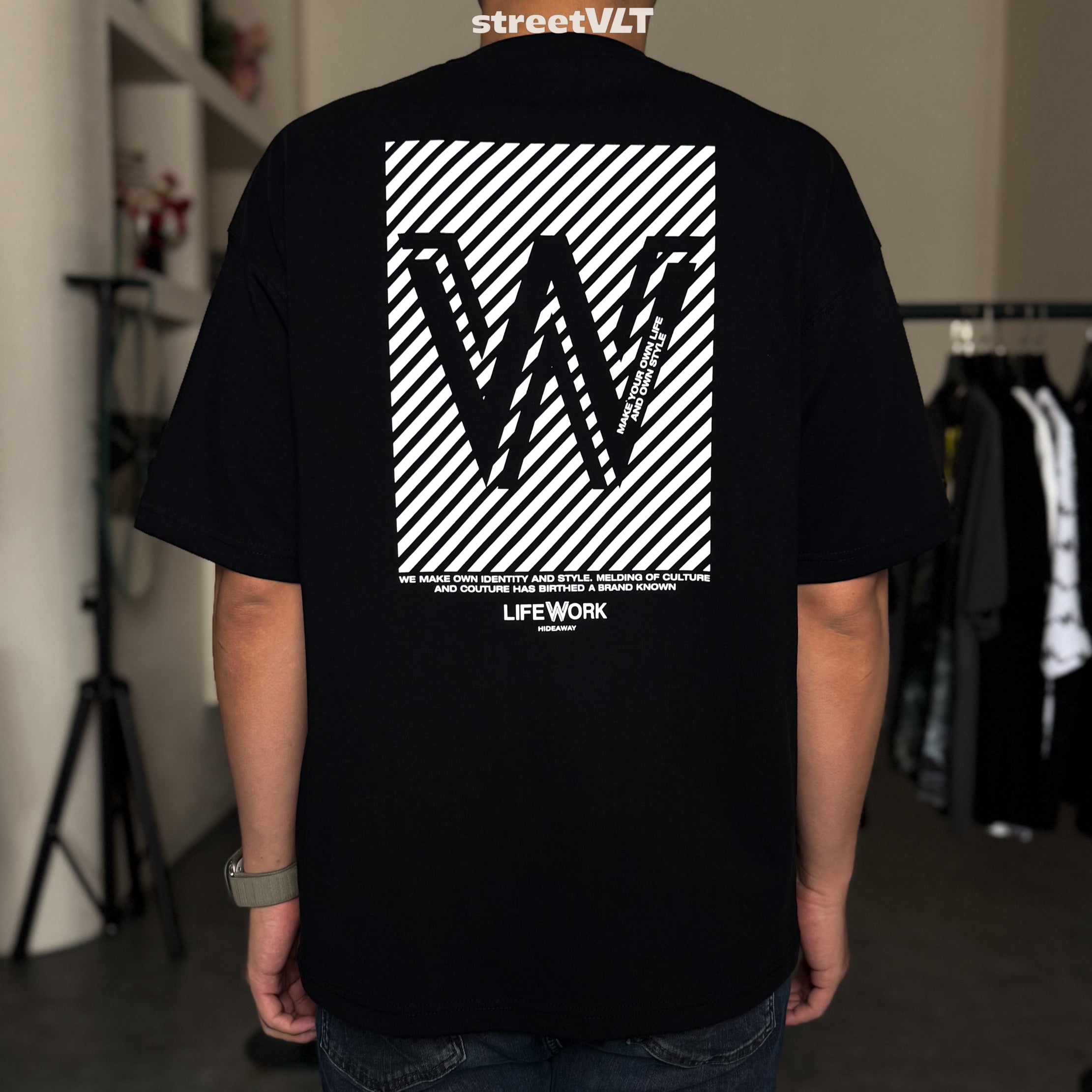 Life Work Korea W Stripe Logo Tee