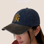 Gro Grocery Washed Two Tone College Logo Emberoidery Cap