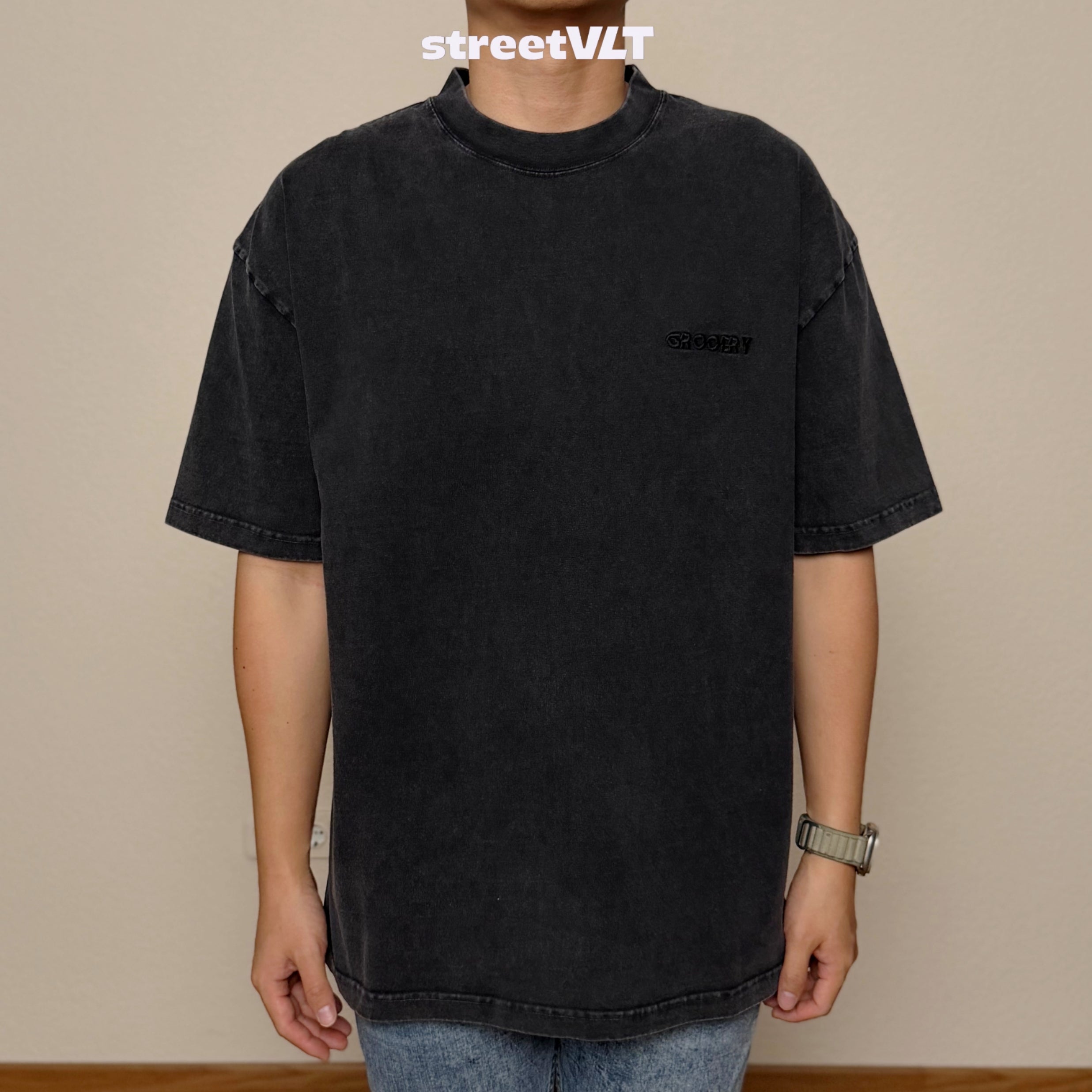 Gro Grocery x Roaring Century Washed  Graphic Invoice Tee