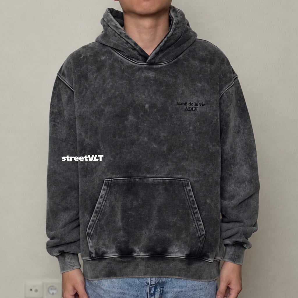 ADLV Border Line Basic Logo Washing Hoodie Acme De La Vie