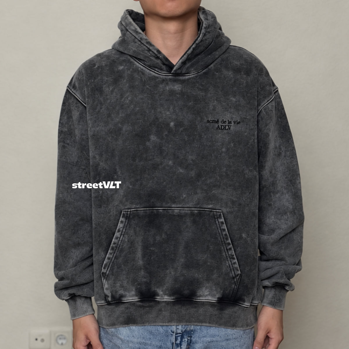 ADLV Border Line Basic Logo Washing Hoodie Acme De La Vie