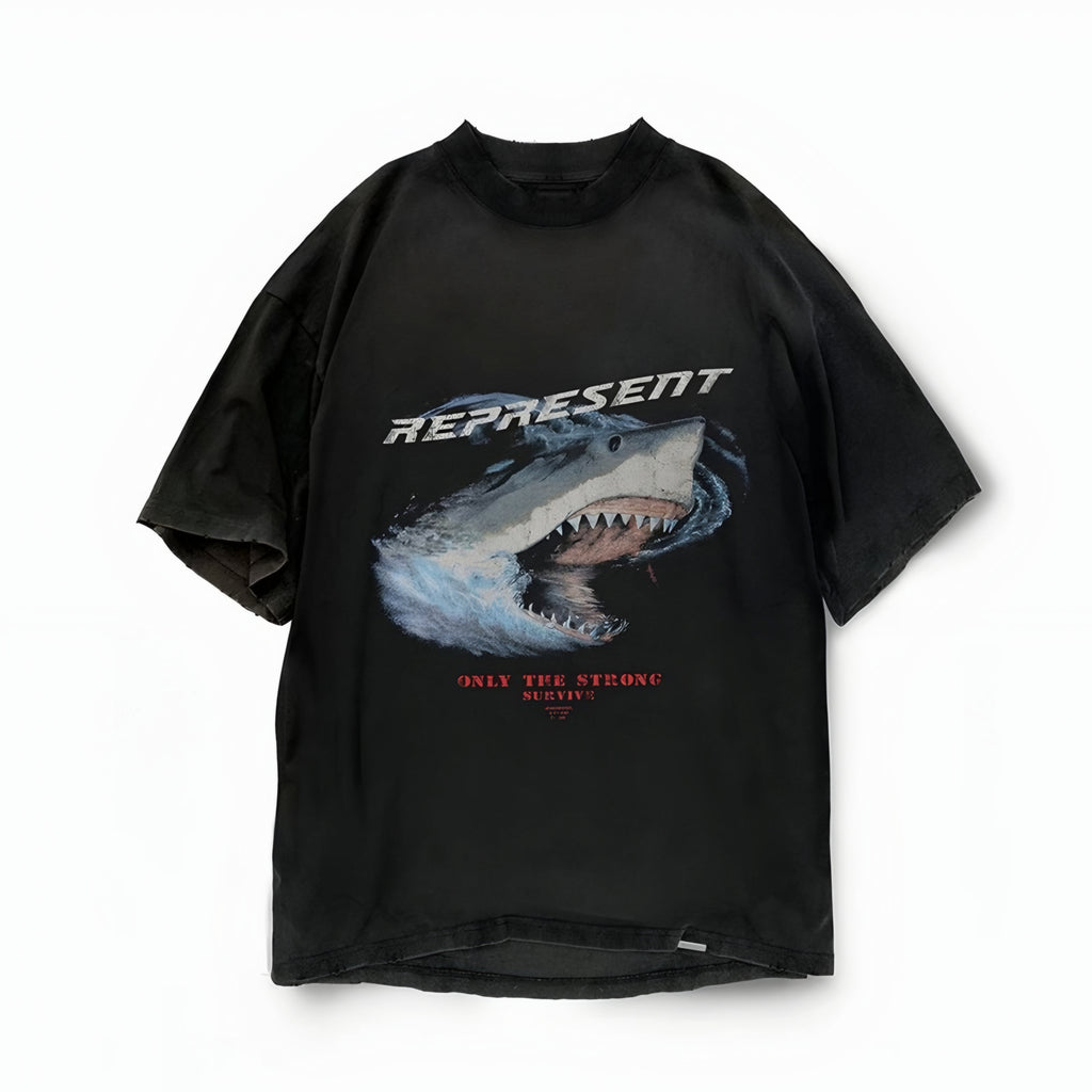 Represent UK Only The Strong Survive Vintage Black Tee