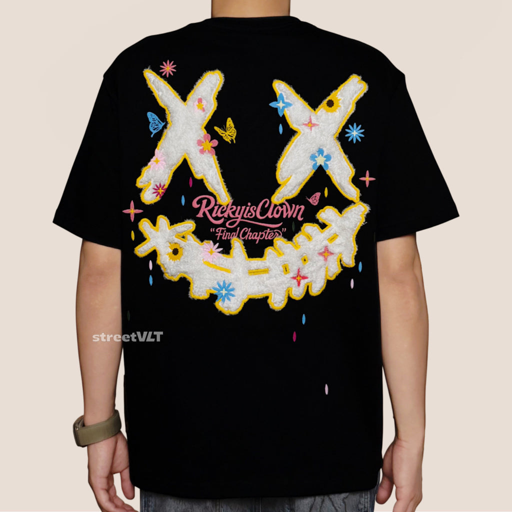 Ricky is Clown Flowers Falling in Rain Butterflies Tee