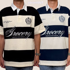 Gro Grocery Emblem Embroidery Logo Stripe Polo Shirt