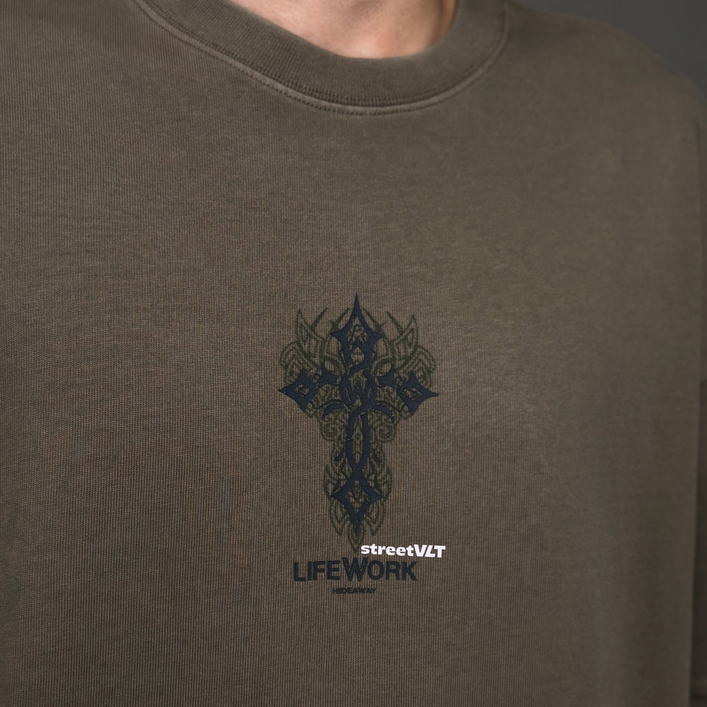 Life Work Korea Vintage Graphics Cross Tee