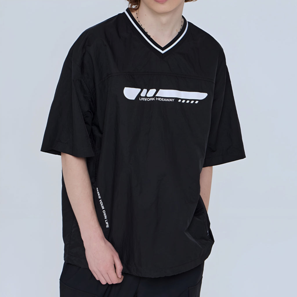 Life Work Korea V-Neck Nylon Tee