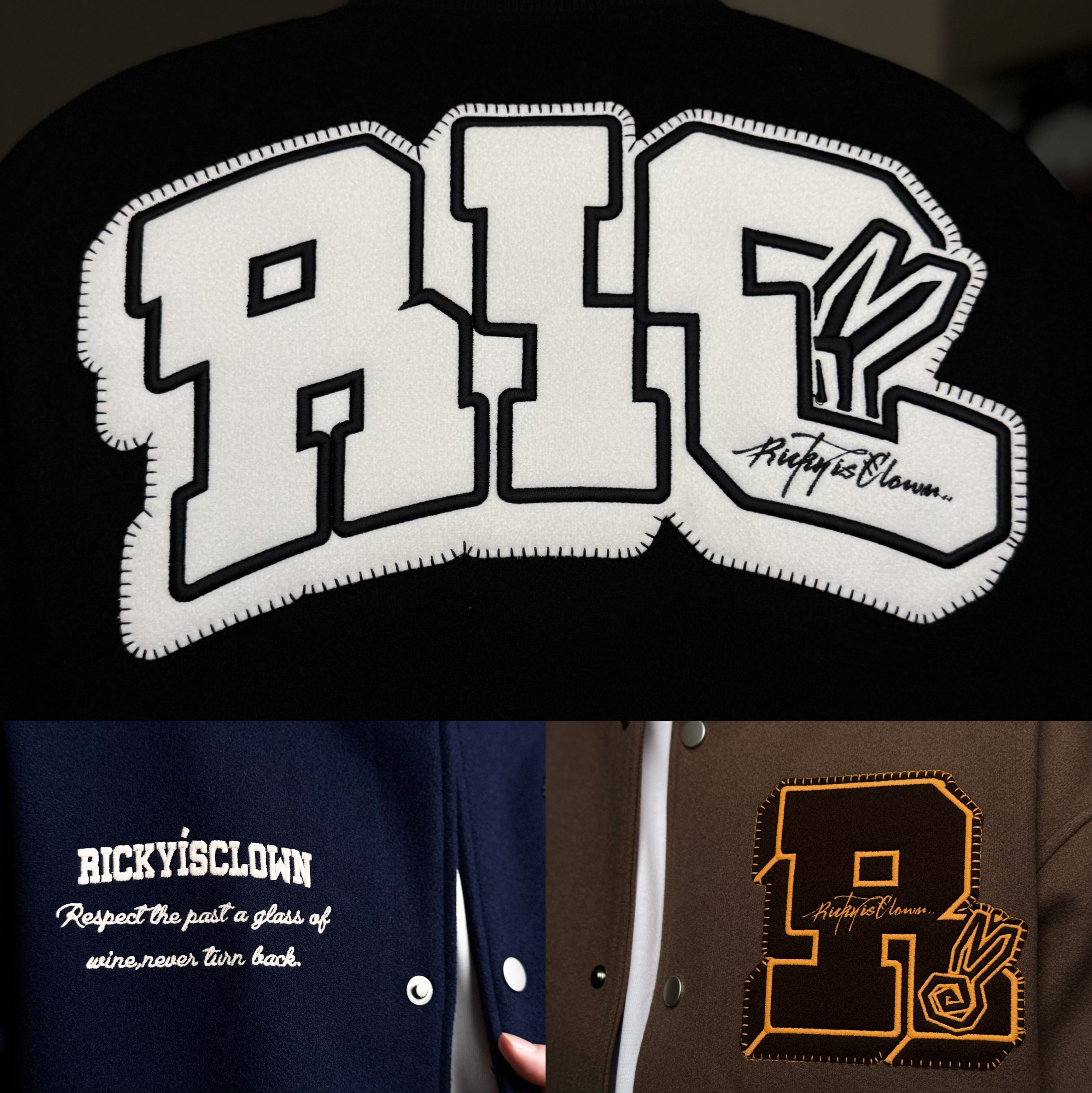 Ricky is Clown Swirl Bunny Wool Varsity Jacket