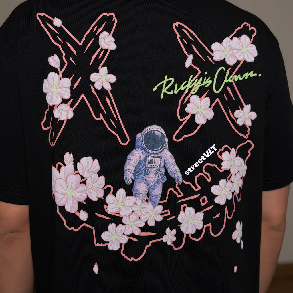 Ricky Is Clown Floral Shadows Weave Through Torn Smiley Tee