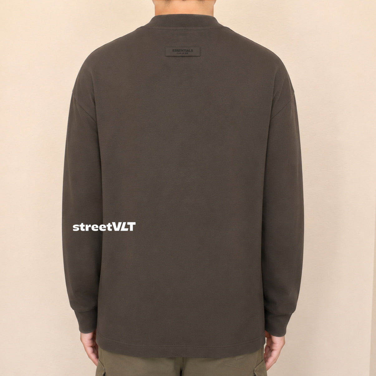 Essentials Off Black Long Sleeve Crewneck Tee