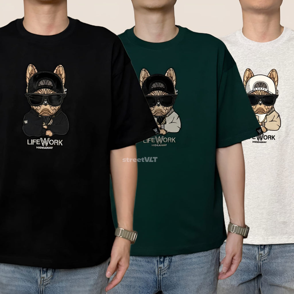 Life Work Korea Cross Arm Hipdog Applique Tee