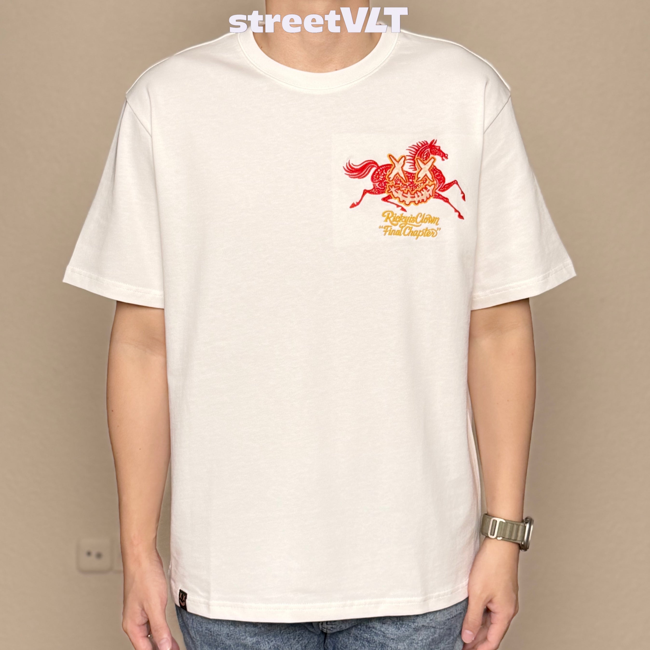 Ricky is Clown Papercut Horse Applique Embroidery Tee
