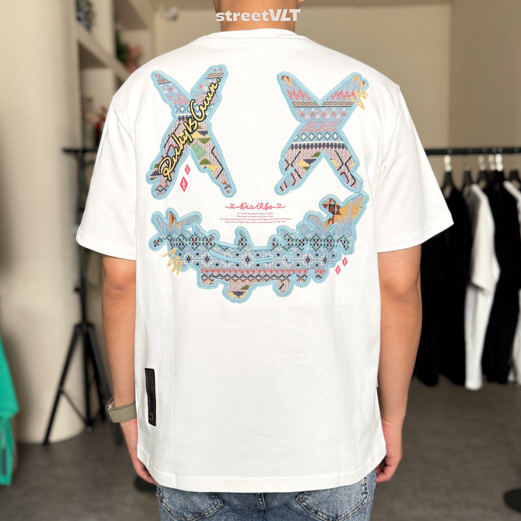 Ricky is Clown Sky Blue Tribe Patchwork Embroidered Tee